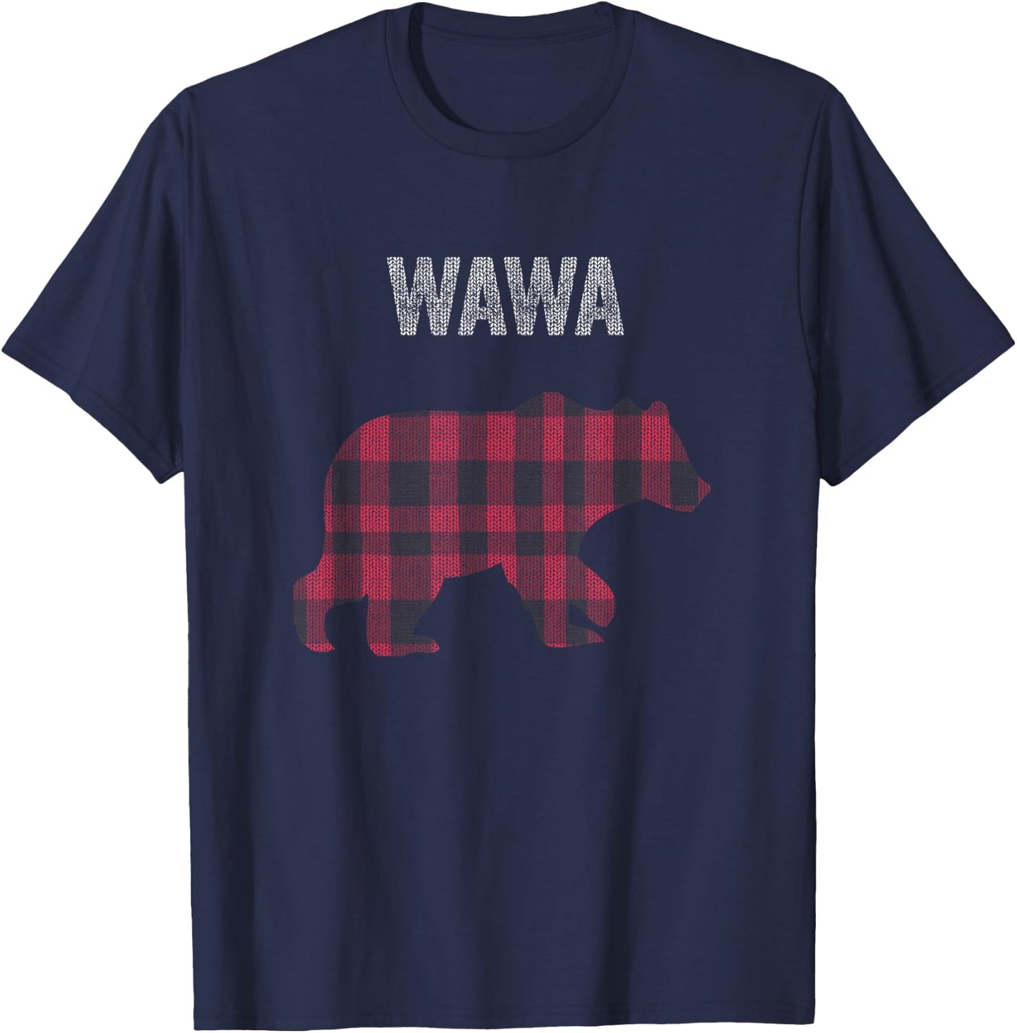 Red Plaid Wawa Bear Buffalo Matching Family Pajama T-Shirt - T-Shirt | Navy