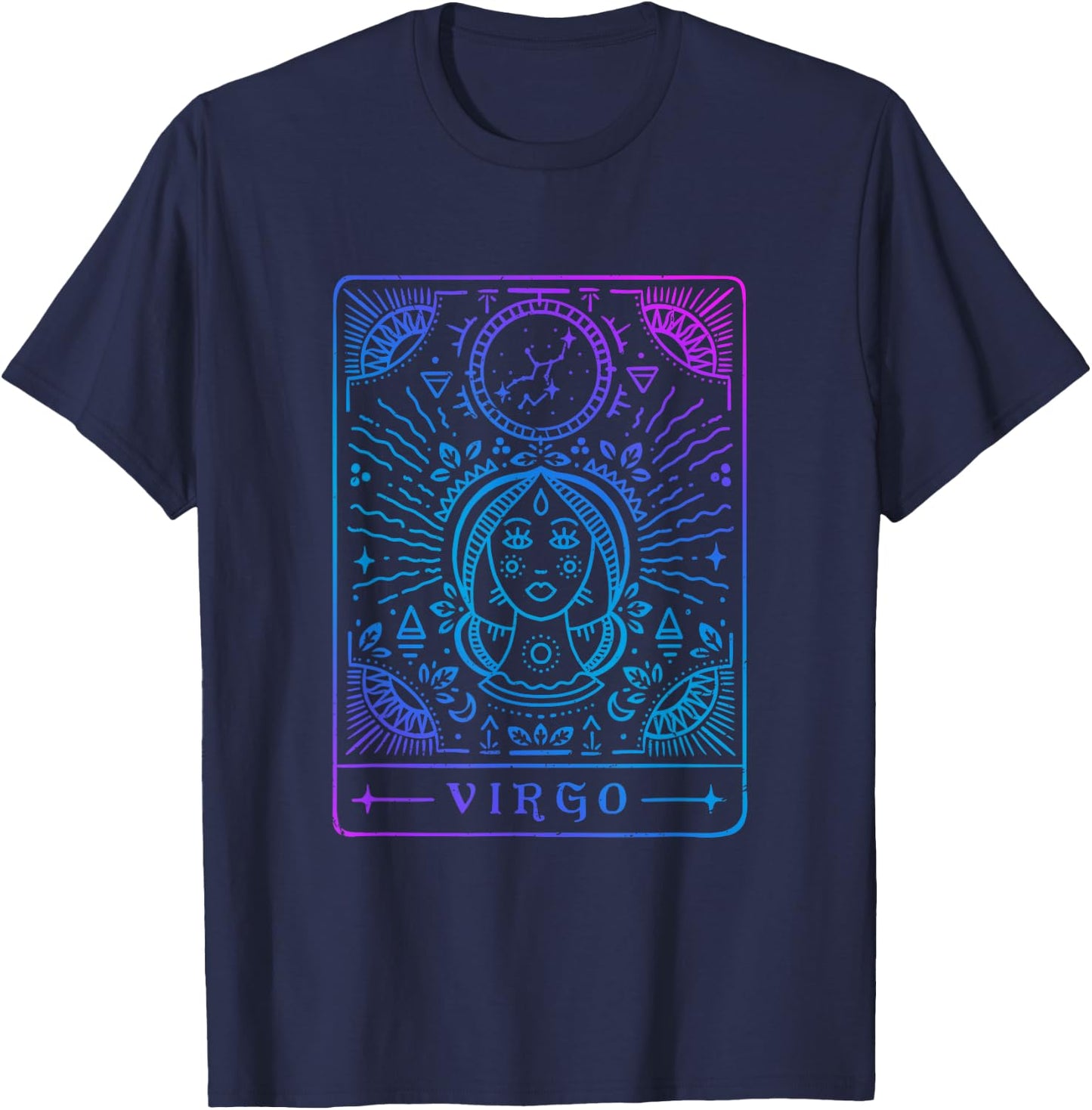 Virgo Hand-Drawn Horoscope Art / Astrology & Zodiac Sign T-Shirt - T-Shirt | Navy