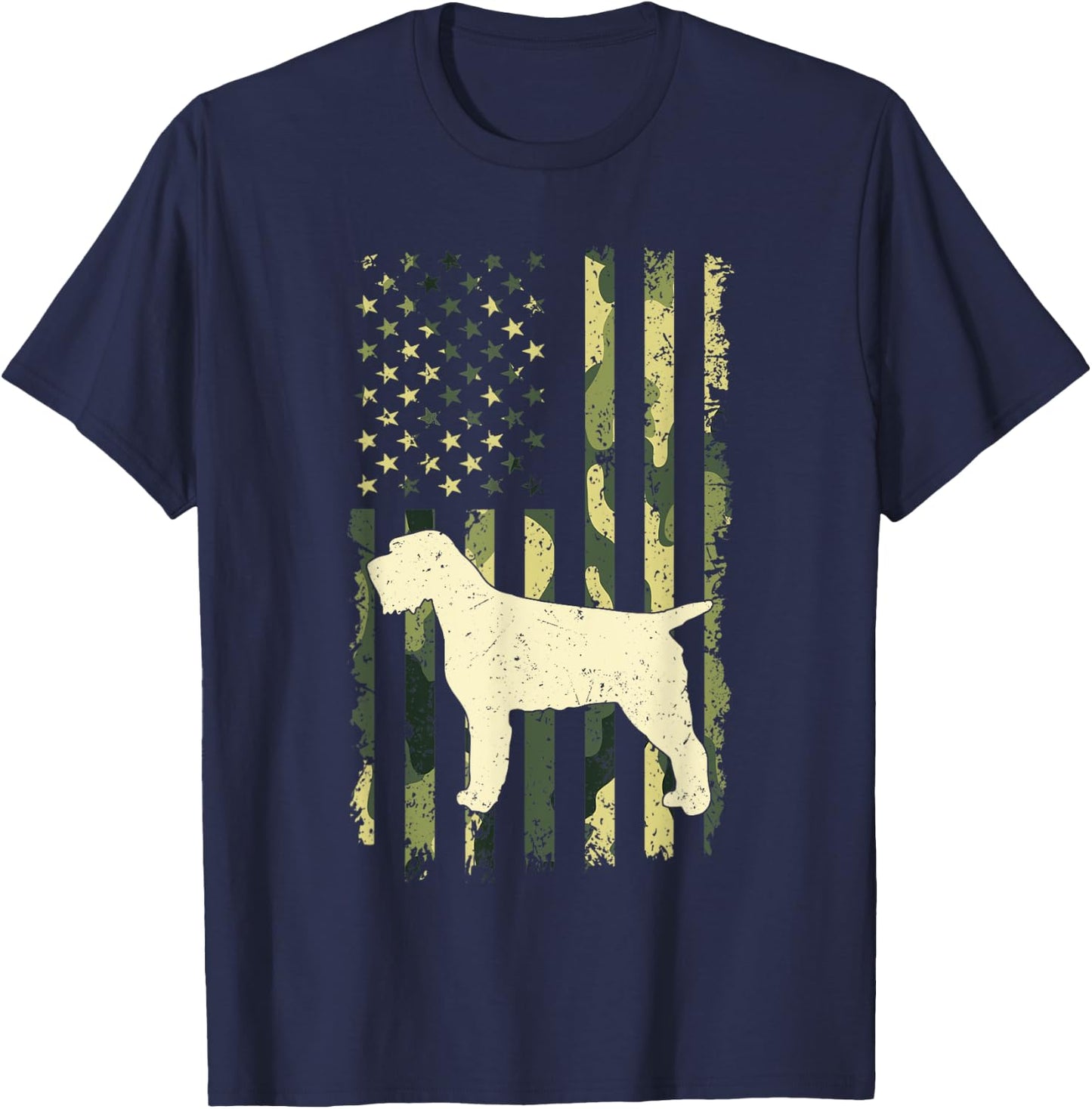 Wirehaired Pointing Griffon Shirts Camouflage American Flag Kids Men T-Shirt - T-Shirt | Navy