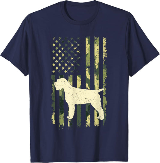 Wirehaired Pointing Griffon Shirts Camouflage American Flag Kids Men T-Shirt - T-Shirt | Navy