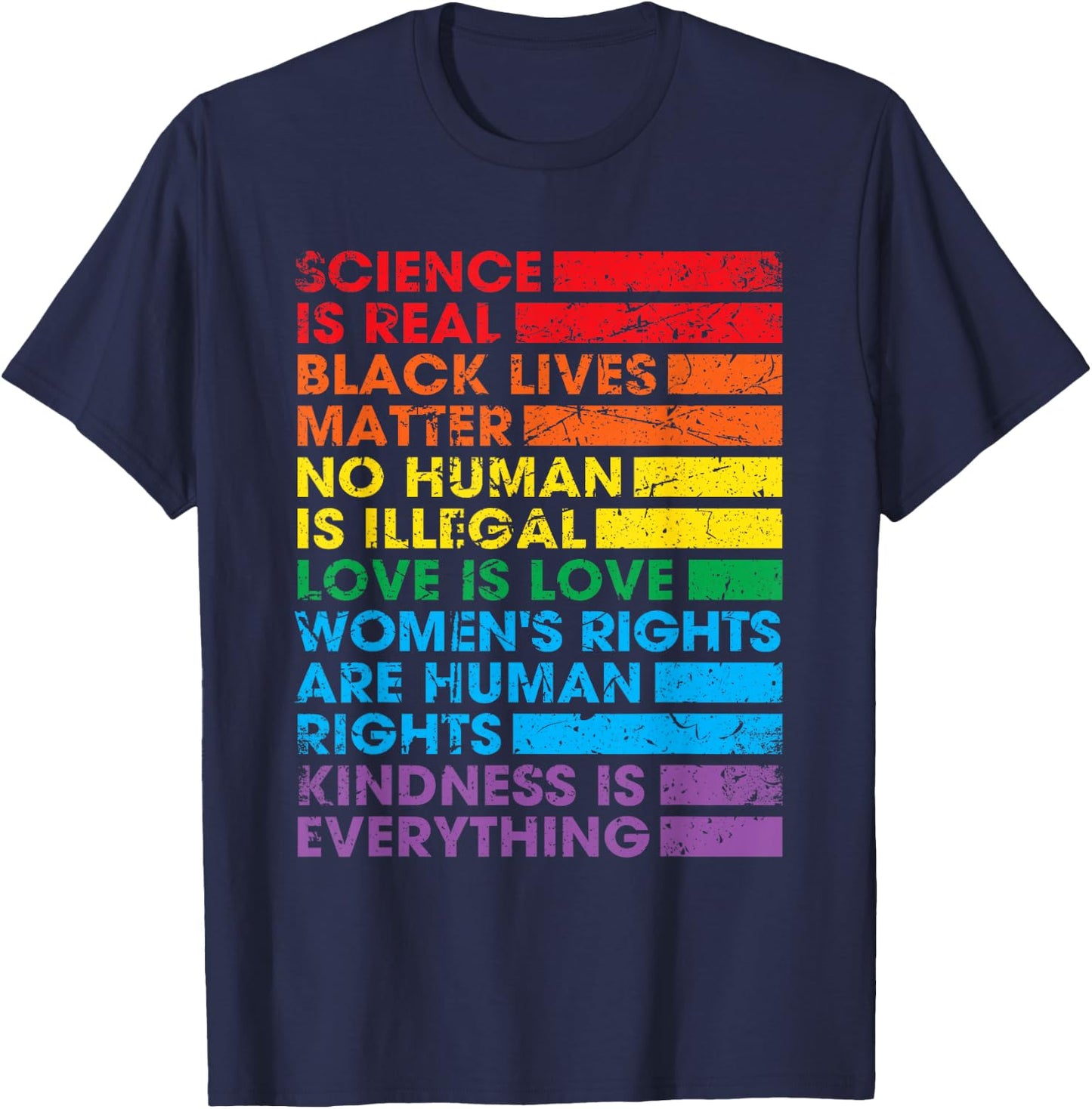 Gay Pride Science is Real Black Lives Matter Love is Love T-Shirt - T-Shirt | Navy