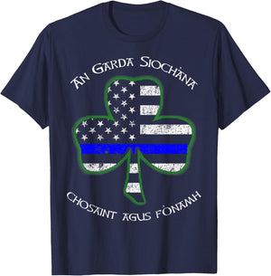 Irish Police Shamrock Gaelic Police Saying T-Shirt - T-Shirt | Navy