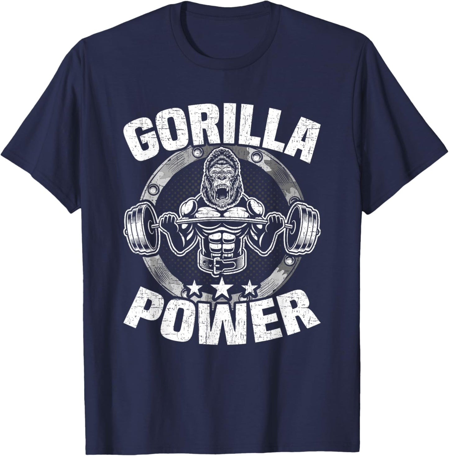 Gorilla Power Bodybuilding Weightlifting Workout T-Shirt - T-Shirt | Navy