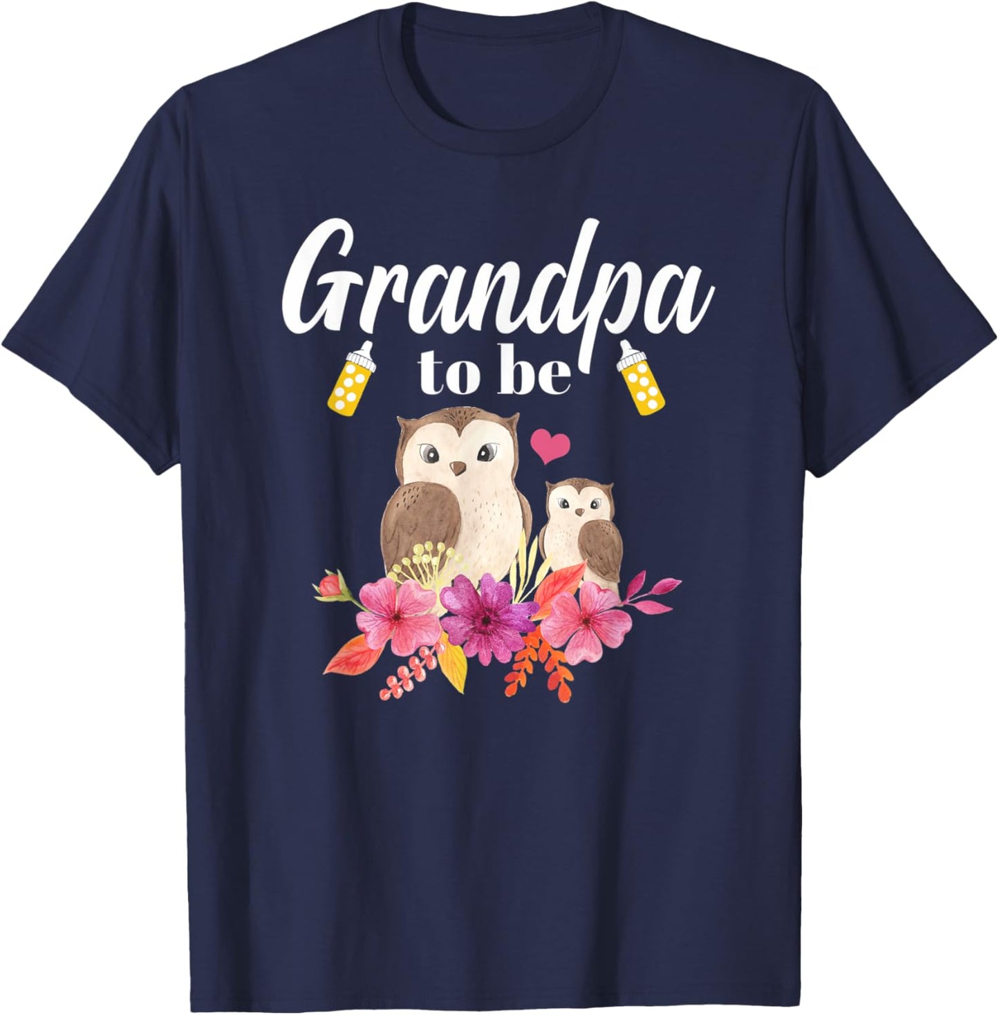 Grandpa To Be Owl Baby Shower T-Shirt - T-Shirt | Navy