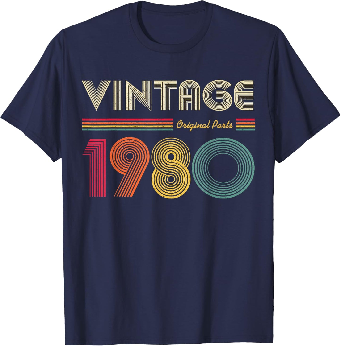 Vintage 1980 Original Parts Funny 42nd Birthday Men Women T-Shirt - T-Shirt | Navy