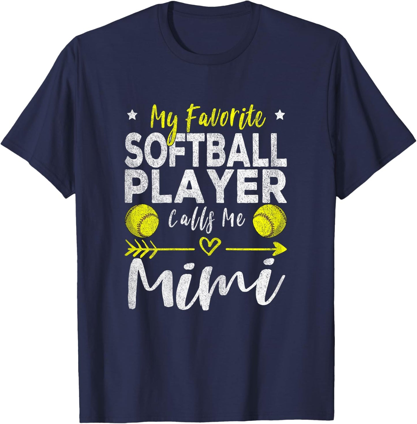 My Favorite Softball Player Calls Me Mimi Softball Grandma T-Shirt - T-Shirt | Navy