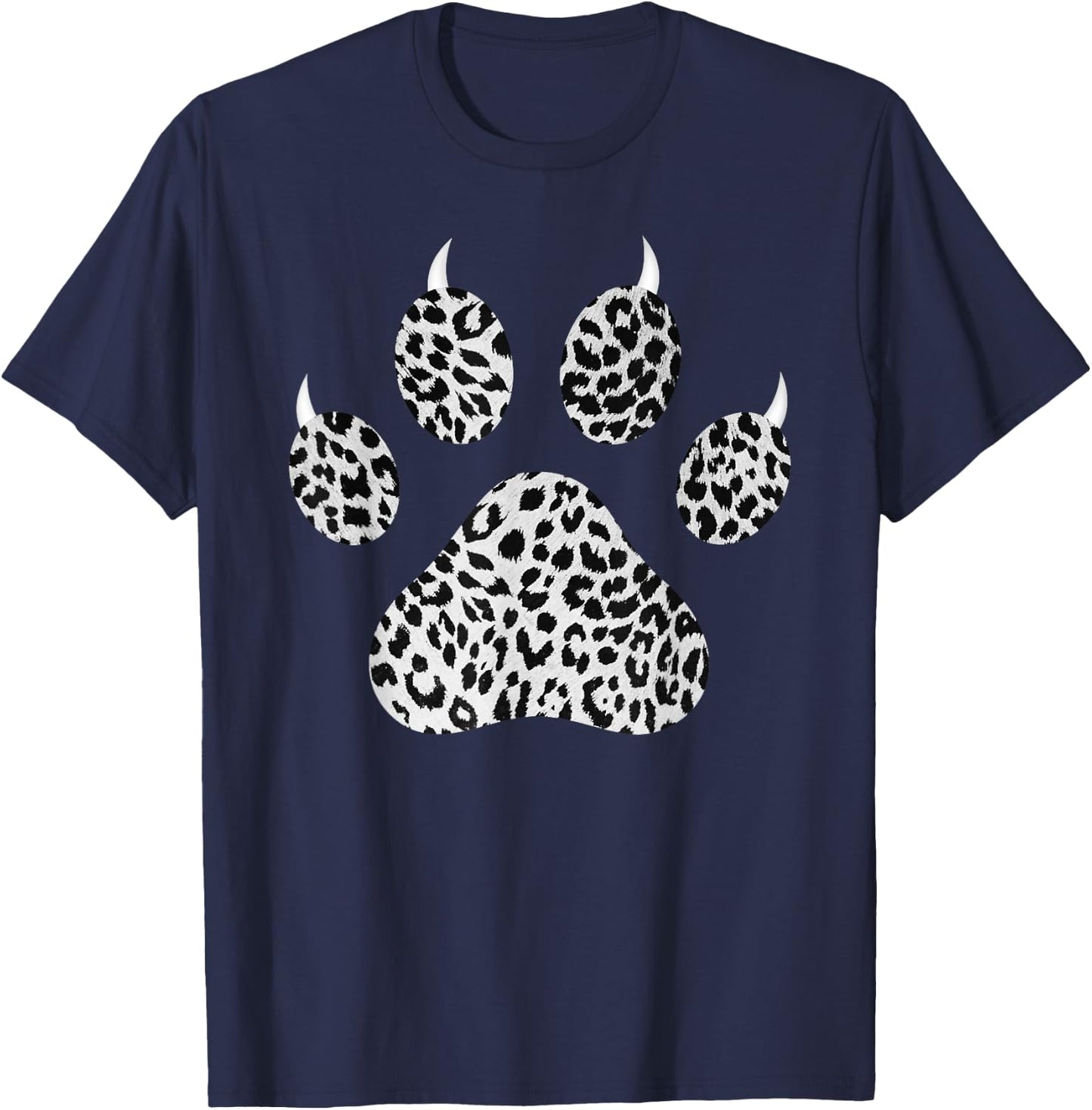 Snow Leopard Paw Print With Claws - Fierce Cheetah Pattern T-Shirt - T-Shirt | Navy
