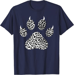 Snow Leopard Paw Print With Claws - Fierce Cheetah Pattern T-Shirt - T-Shirt | Navy