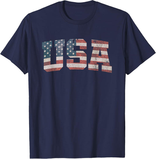 USA US Flag Patriotic 4th of July America T-Shirt - T-Shirt | Navy