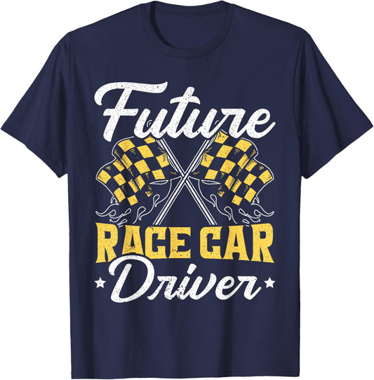 Future Race Car Driver Racer Kids Drag Racing Turbo Speed T-Shirt - T-Shirt | Navy