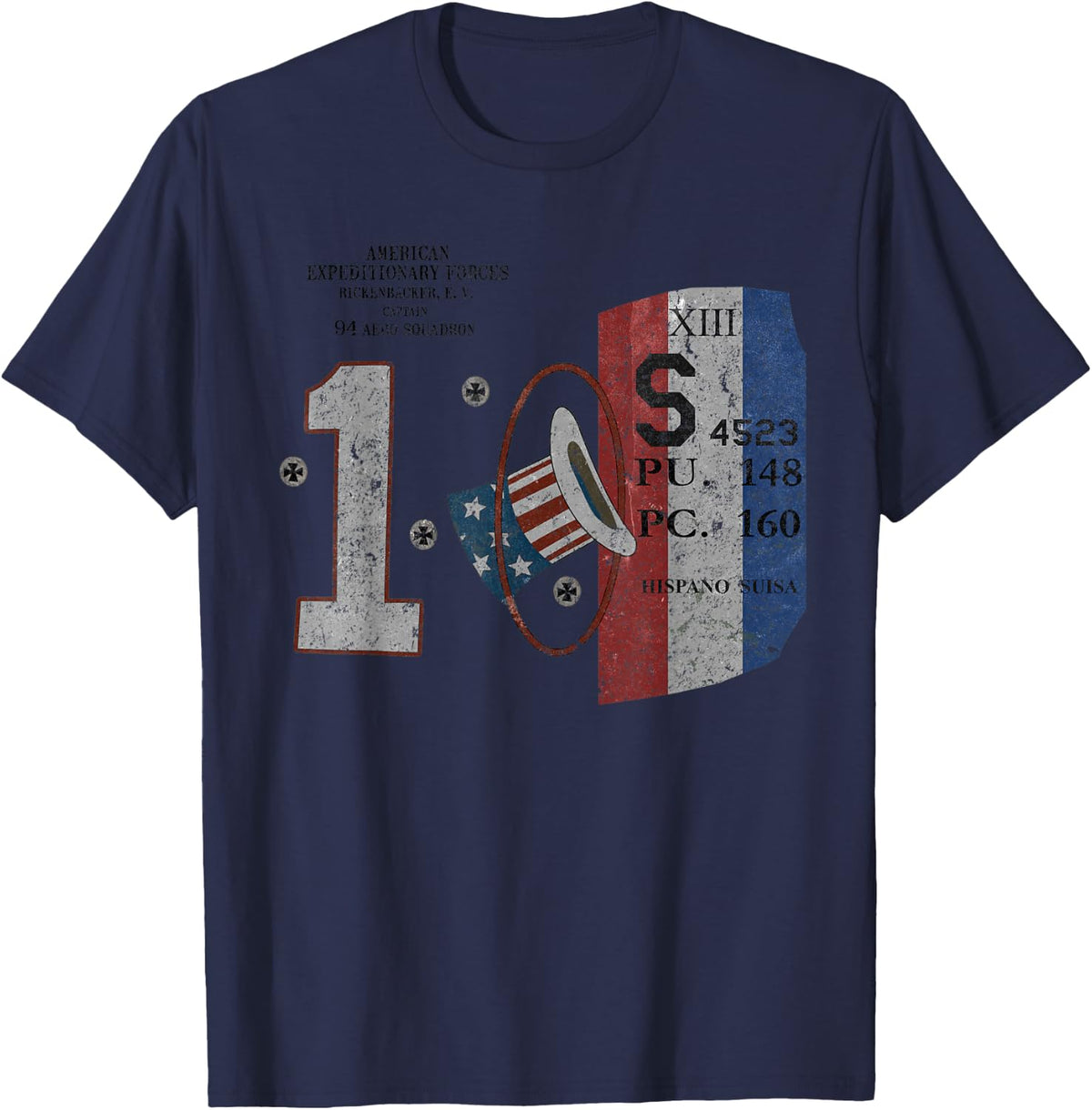 Rickenbacker Spad XIII WWI "Aviation History Series" T-Shirt - T-Shirt | Navy