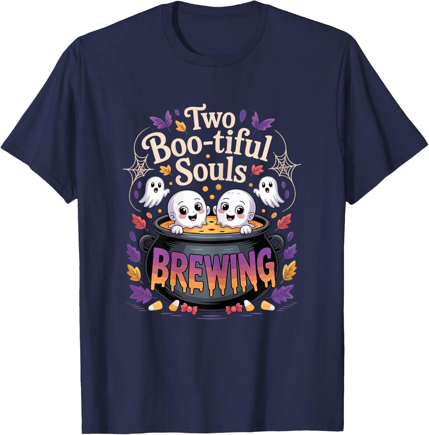 Pregnant Mom Halloween Costume Twins Pregnancy Announcement T-Shirt - T-Shirt | Navy