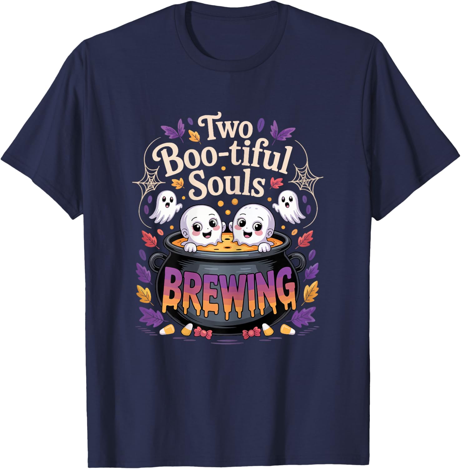 Pregnant Mom Halloween Costume Twins Pregnancy Announcement T-Shirt - T-Shirt | Navy