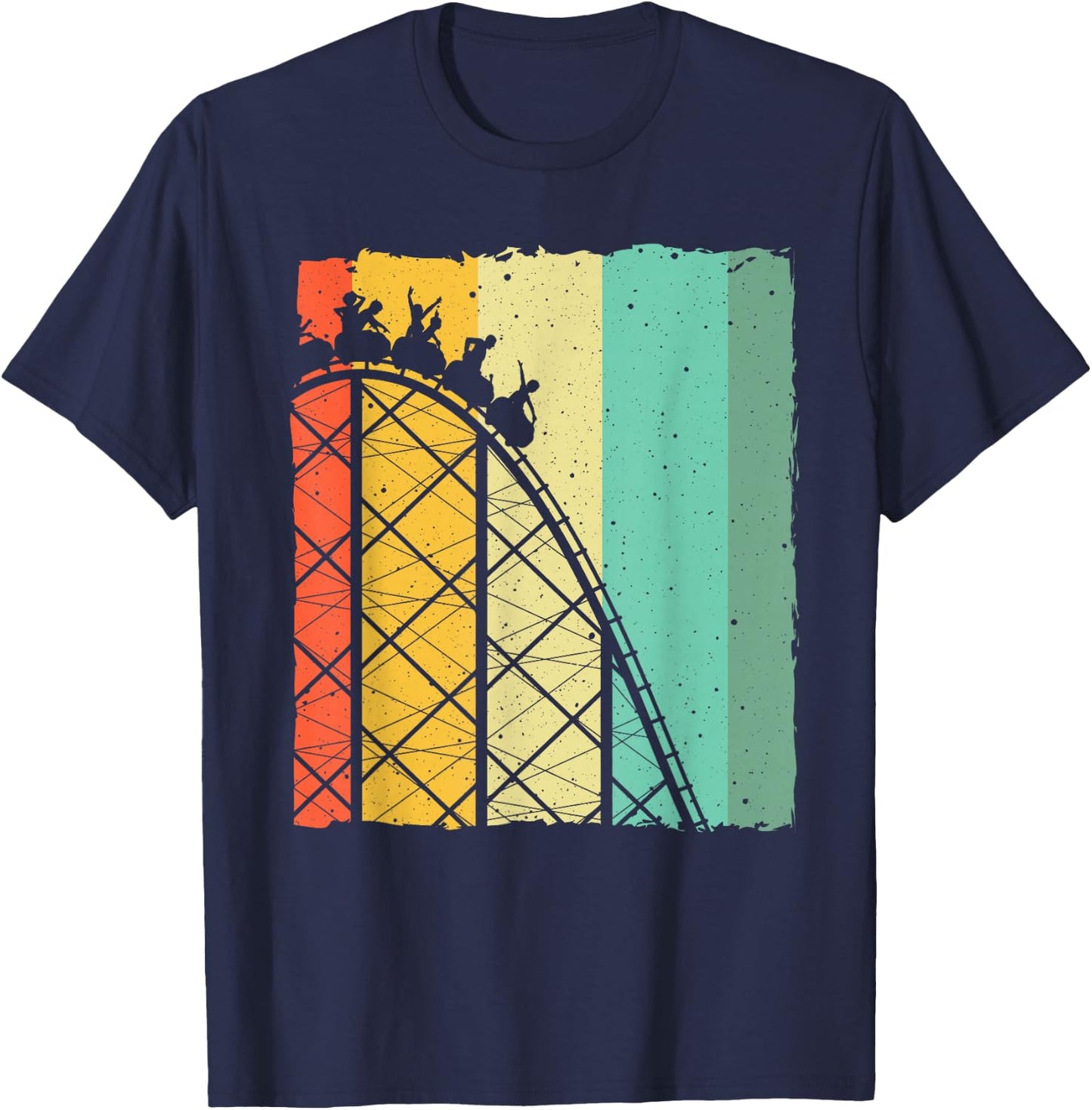 Cute Vintage Roller Coaster Design Men Women Amusement Park T-Shirt - T-Shirt | Navy