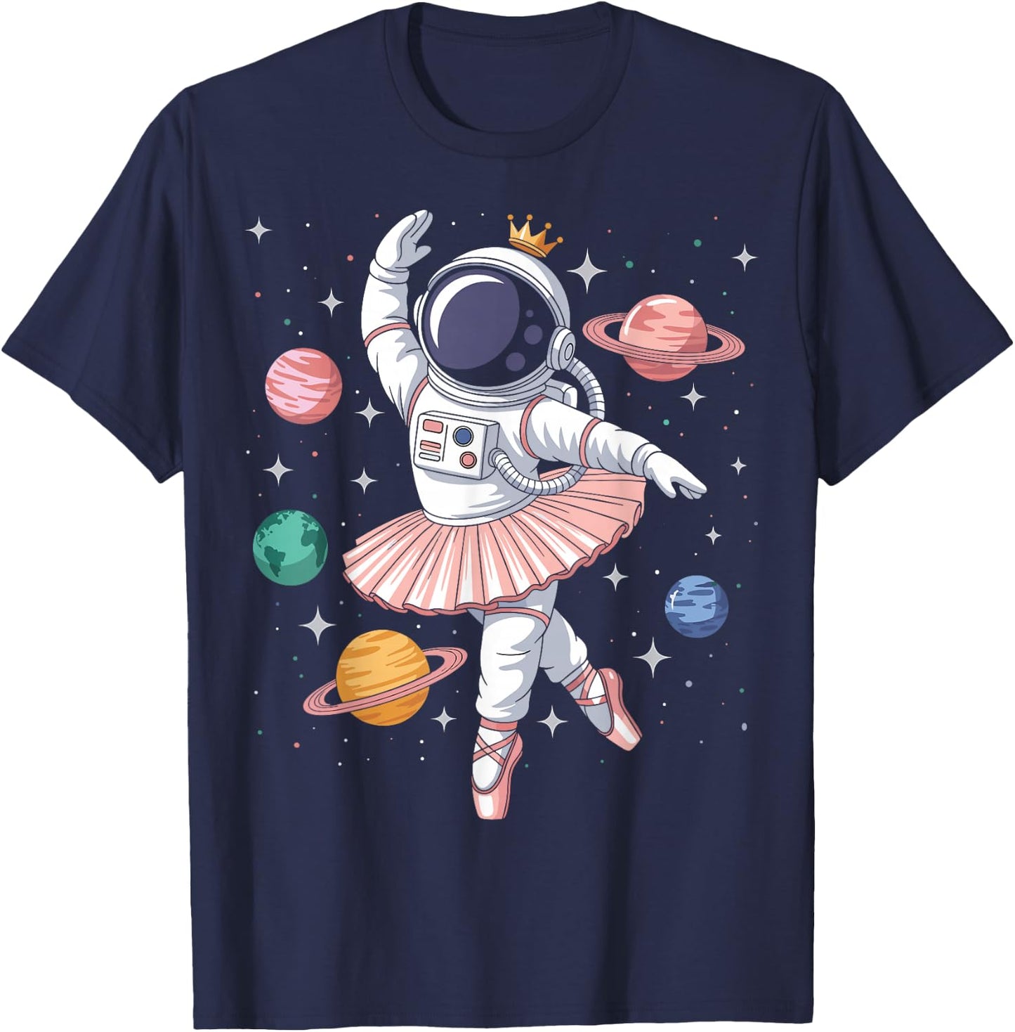 Ballerina Astronaut Dancing Space Dancer T-Shirt - T-Shirt | Navy
