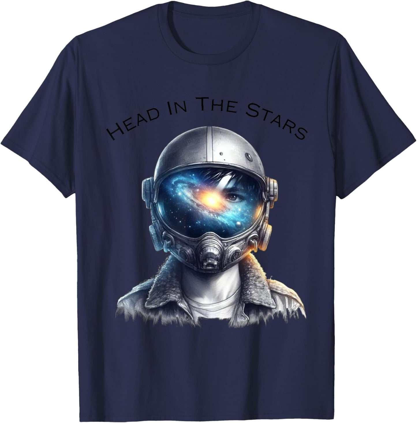Head In The Stars All Ages Cool Space Age Graphic Design T-Shirt - T-Shirt | Navy
