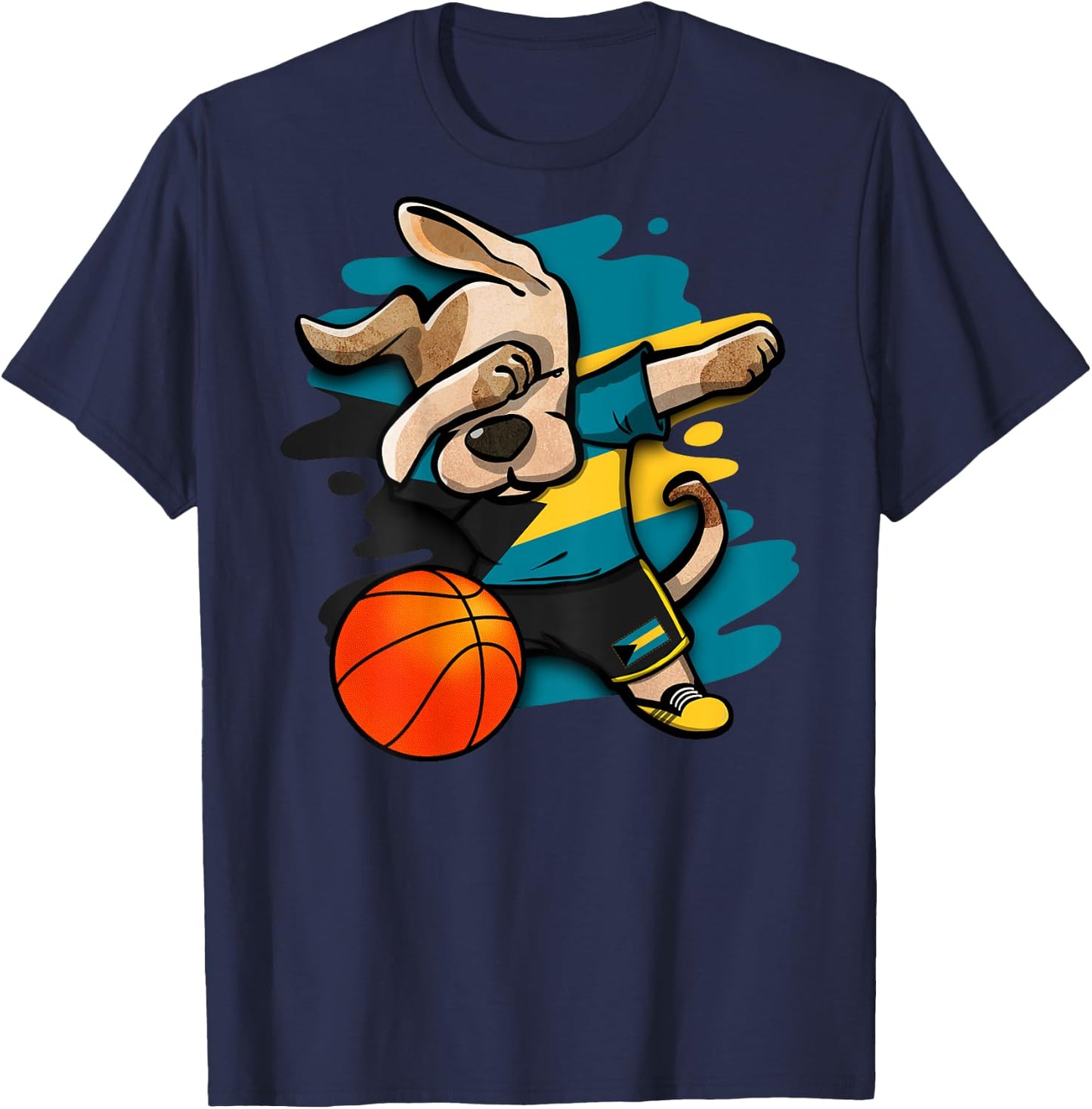 Dabbing Dog Bahamas Basketball Fans Jersey Bahamian Sports Women Kids T-Shirt - T-Shirt | Navy