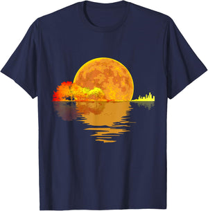 Guitar Nature Moon Music Lover Gift Acoustic Guitar T-Shirt - T-Shirt | Navy