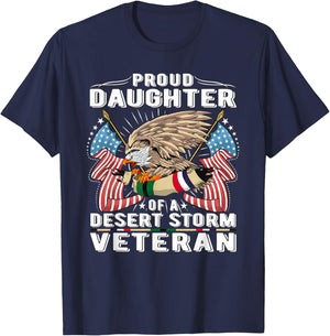 Proud Daughter Of Desert Storm Veteran Military Vet's Child T-Shirt - T-Shirt | Navy