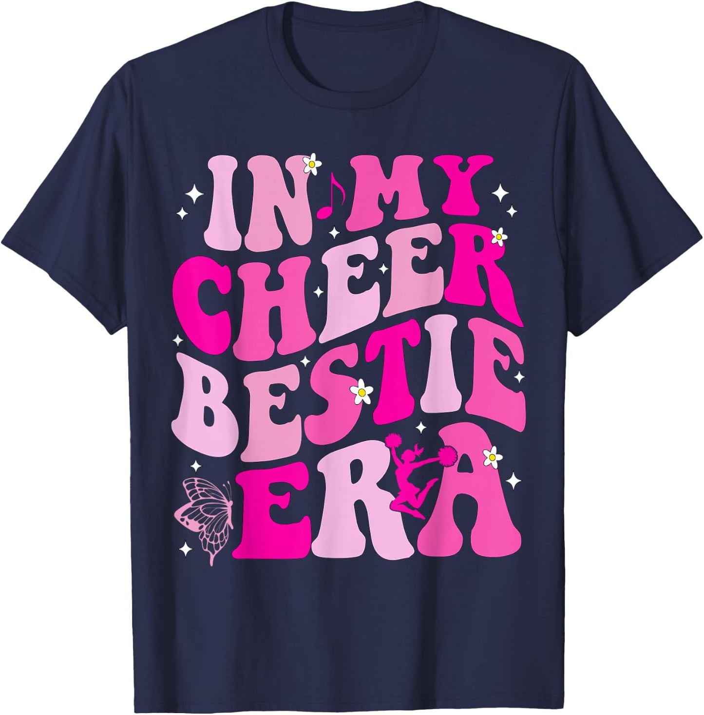 In My Cheer Bestie Era Kids Girls Boys Funny Friend T-Shirt - T-Shirt | Navy