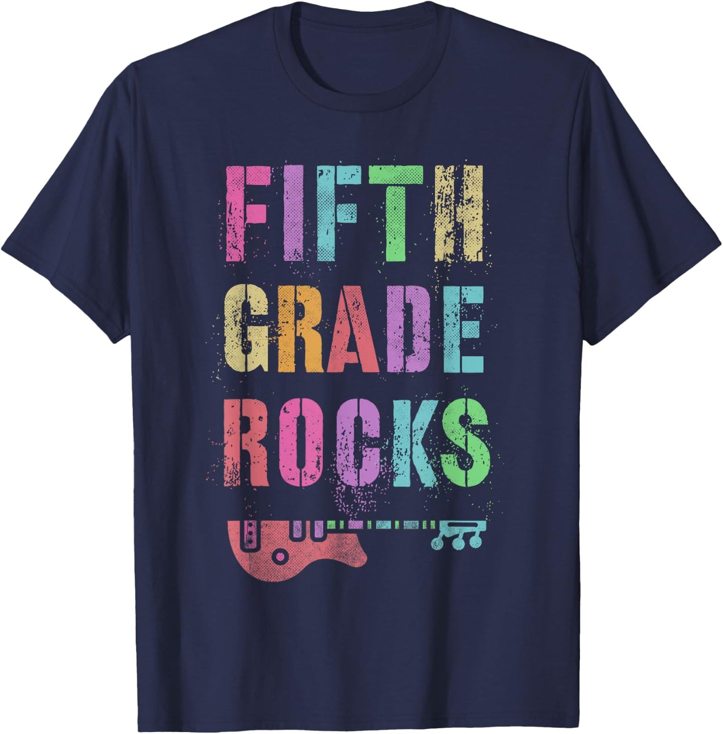 5th GRADE ROCKS Test Teacher Rockstar Squad Fifth Gr I Teach Men Women Kids T-Shirt - T-Shirt | Navy