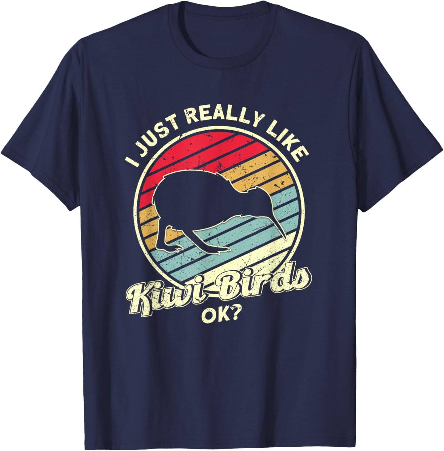 Kiwi & New Zealand Gifts -Adults Black Cotton, Polyester Casual, Humorous, Modern Kiwi Bird T-Shirt - T-Shirt | Navy
