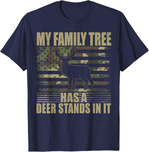 Deer Hunting My Family Tree Has A Deer Stands In It T-Shirt - T-Shirt | Navy