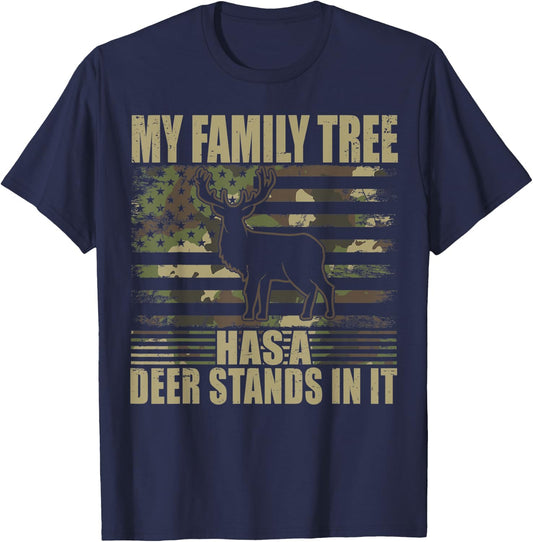 Deer Hunting My Family Tree Has A Deer Stands In It T-Shirt - T-Shirt | Navy