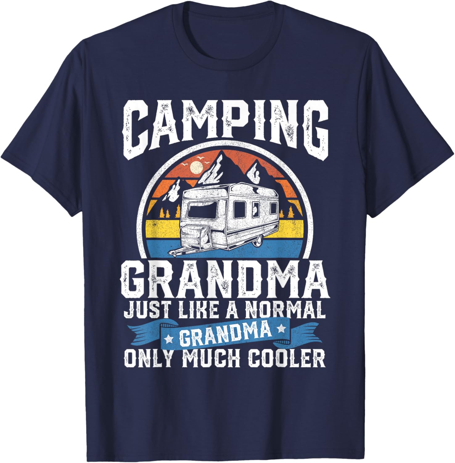 Camping Grandma Funny Camper RV Retro Outdoors Gift T-Shirt - T-Shirt | Navy
