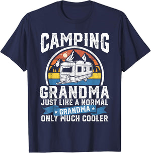 Camping Grandma Funny Camper RV Retro Outdoors Gift T-Shirt - T-Shirt | Navy