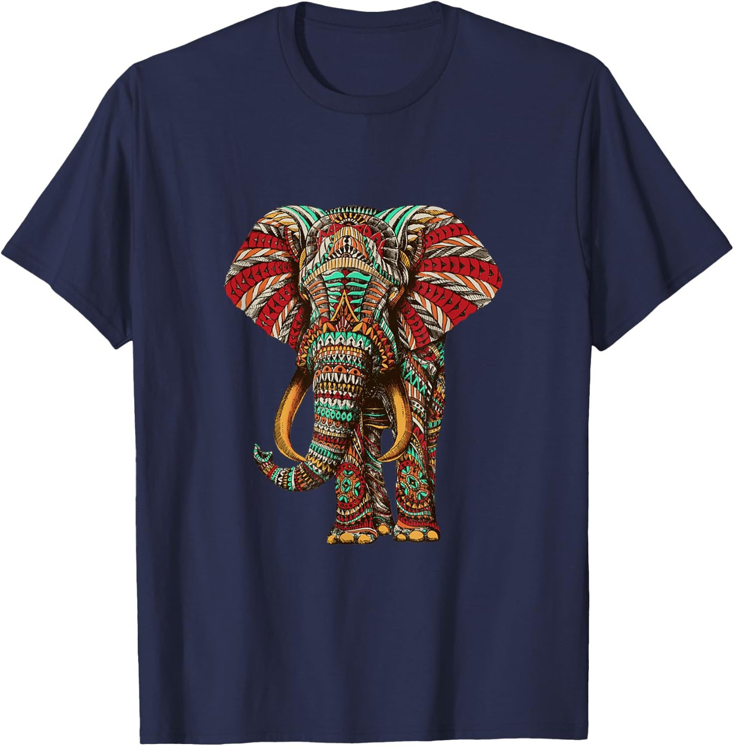Henna Stylish Artistic Save The Elephants | Wildlife T-Shirt - T-Shirt | Navy