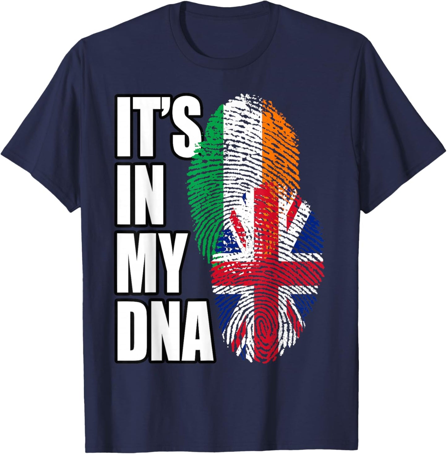 British And Irish Mix DNA Flag Heritage T-Shirt - T-Shirt | Navy