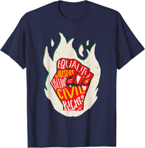 Black History Month Black Fist Shirt Men Kids Fire T-Shirt - T-Shirt | Navy