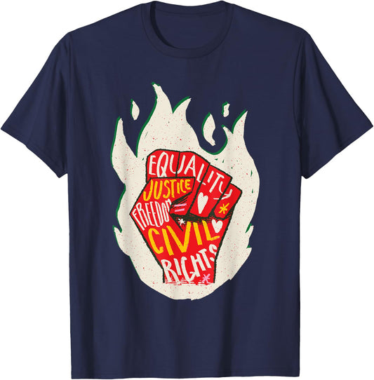 Black History Month Black Fist Shirt Men Kids Fire T-Shirt - T-Shirt | Navy