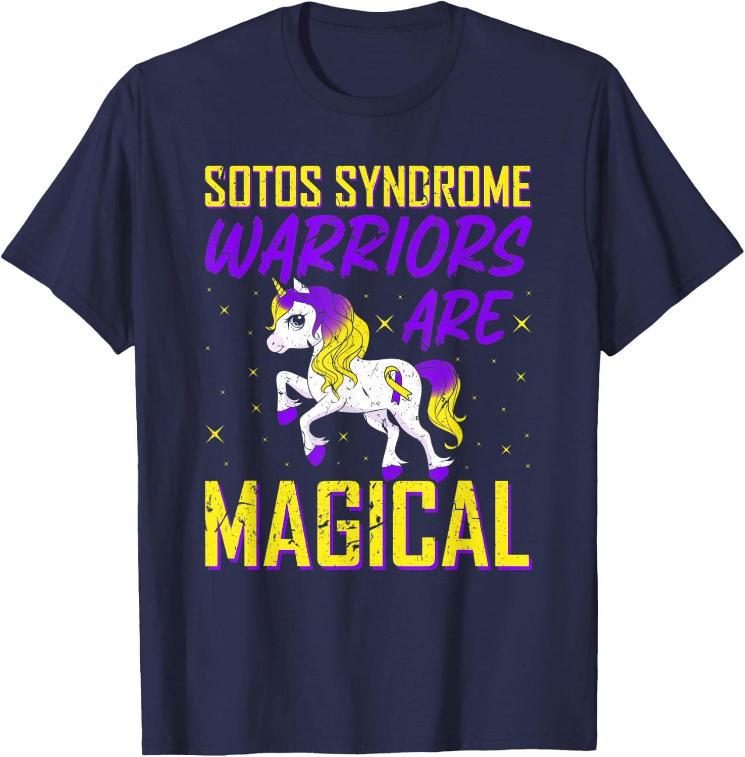 Sotos Syndrome Warriors Are Magical Awareness Unicorn T-Shirt - T-Shirt | Navy