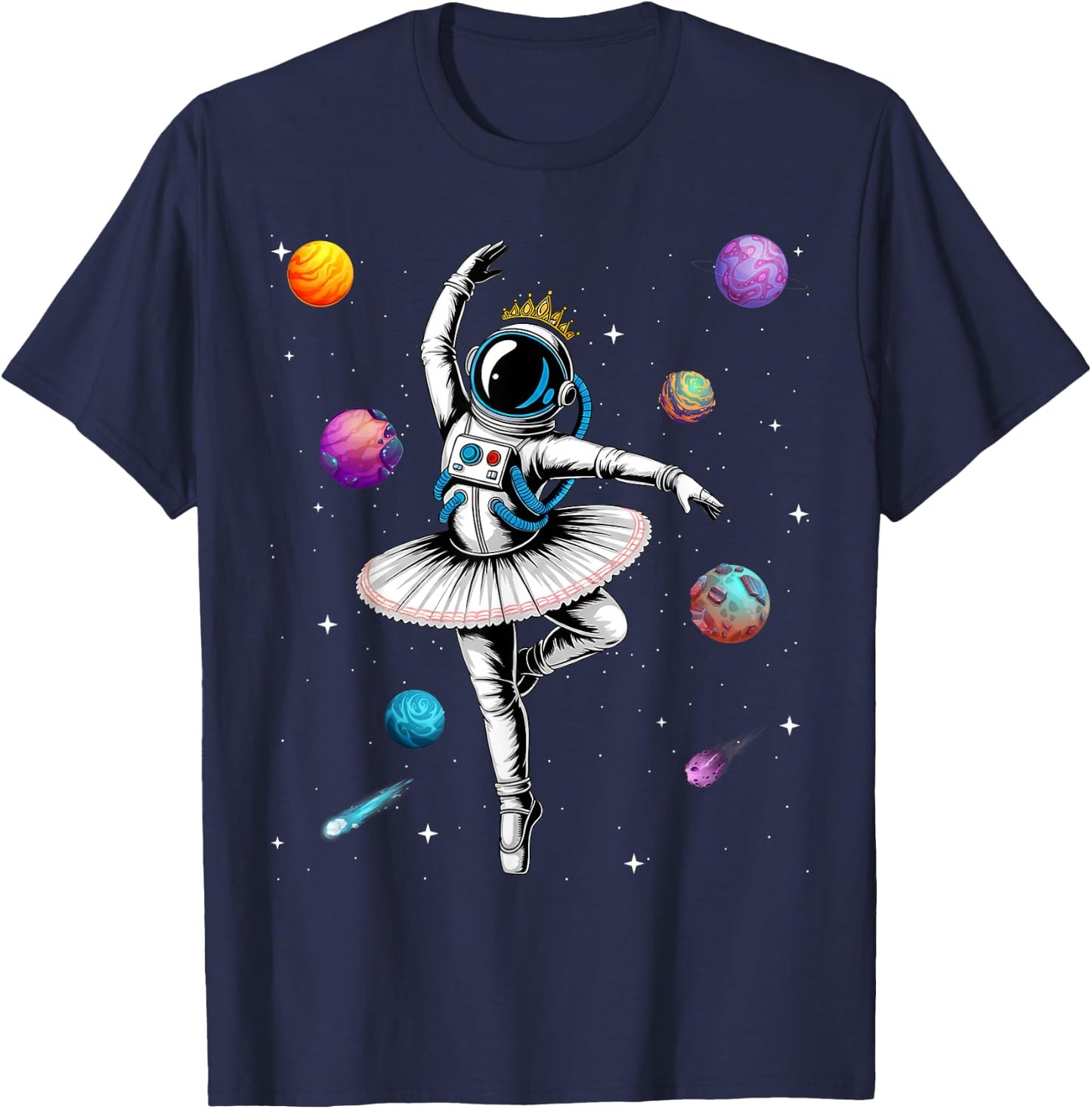 Astronaut Ballerina Space Ballet Women Girls Kids Toddler T-Shirt - T-Shirt | Navy
