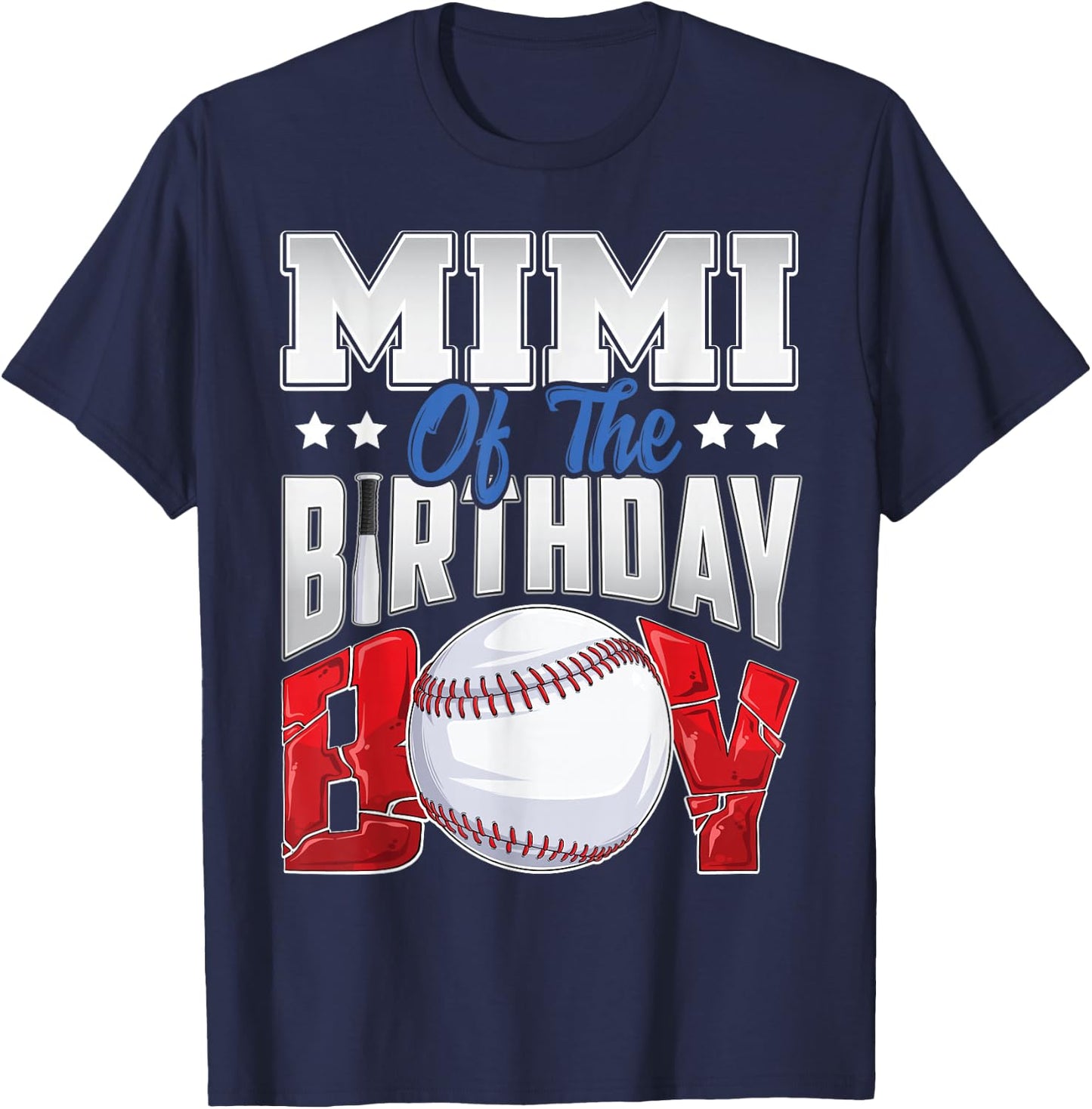 Mimi Baseball birthday Boy Family Baller b-day Party T-Shirt - T-Shirt | Navy