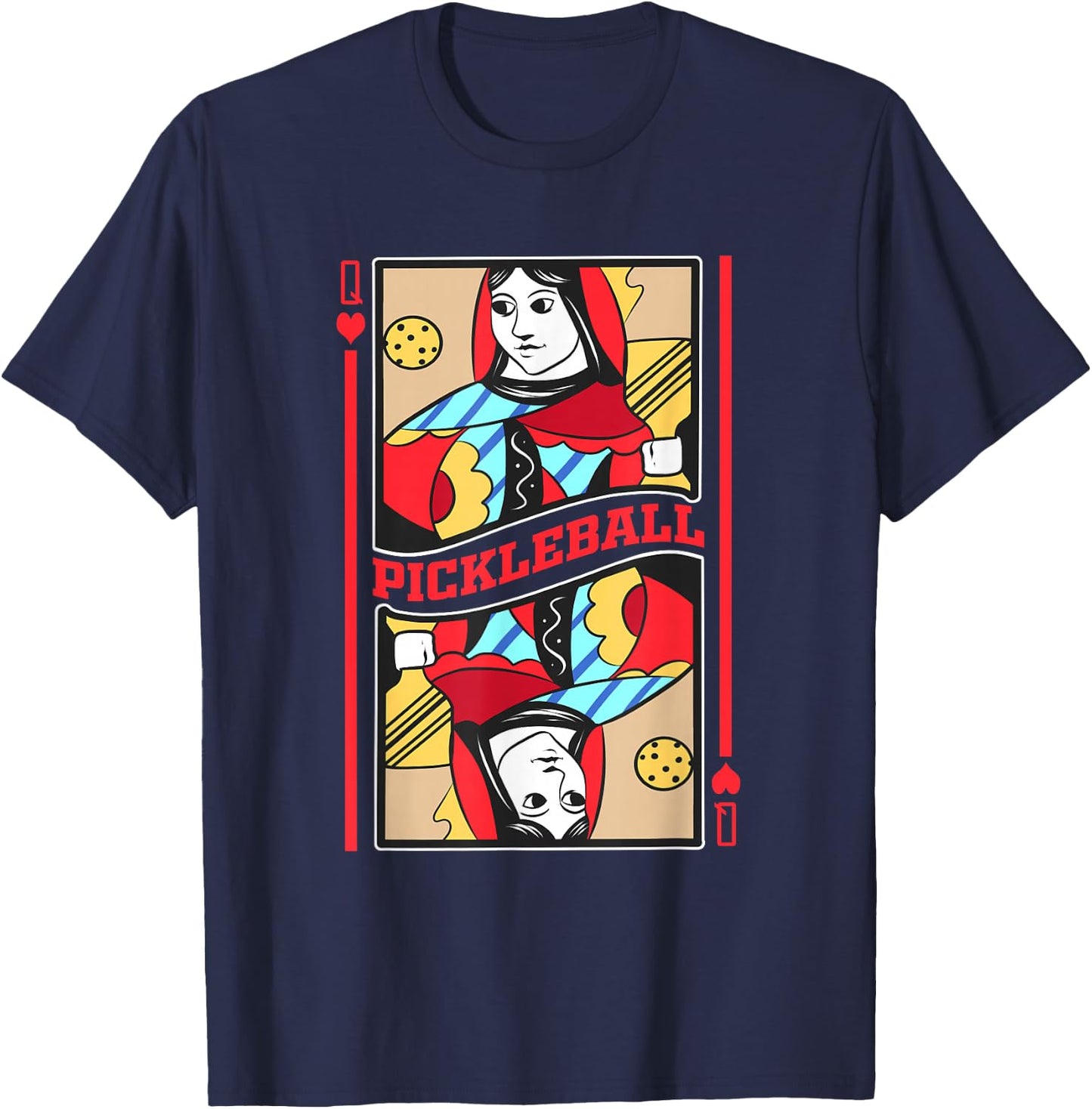 Pickleball Queens Card Funny Paddle Sports Player T-Shirt - T-Shirt | Navy