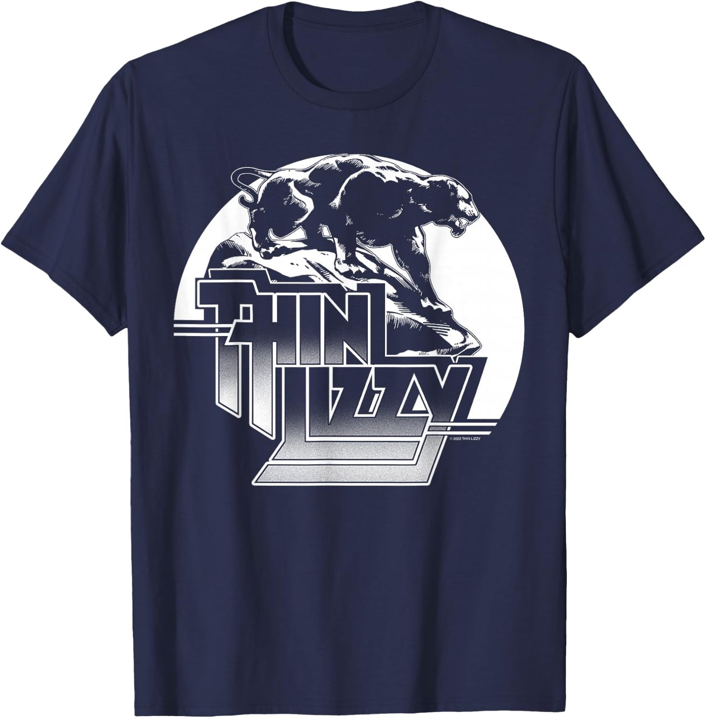 Thin Lizzy – Night Life Panther Circle T-Shirt - T-Shirt | Navy