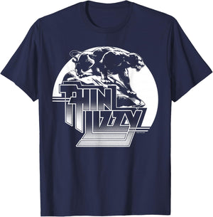 Thin Lizzy – Night Life Panther Circle T-Shirt - T-Shirt | Navy