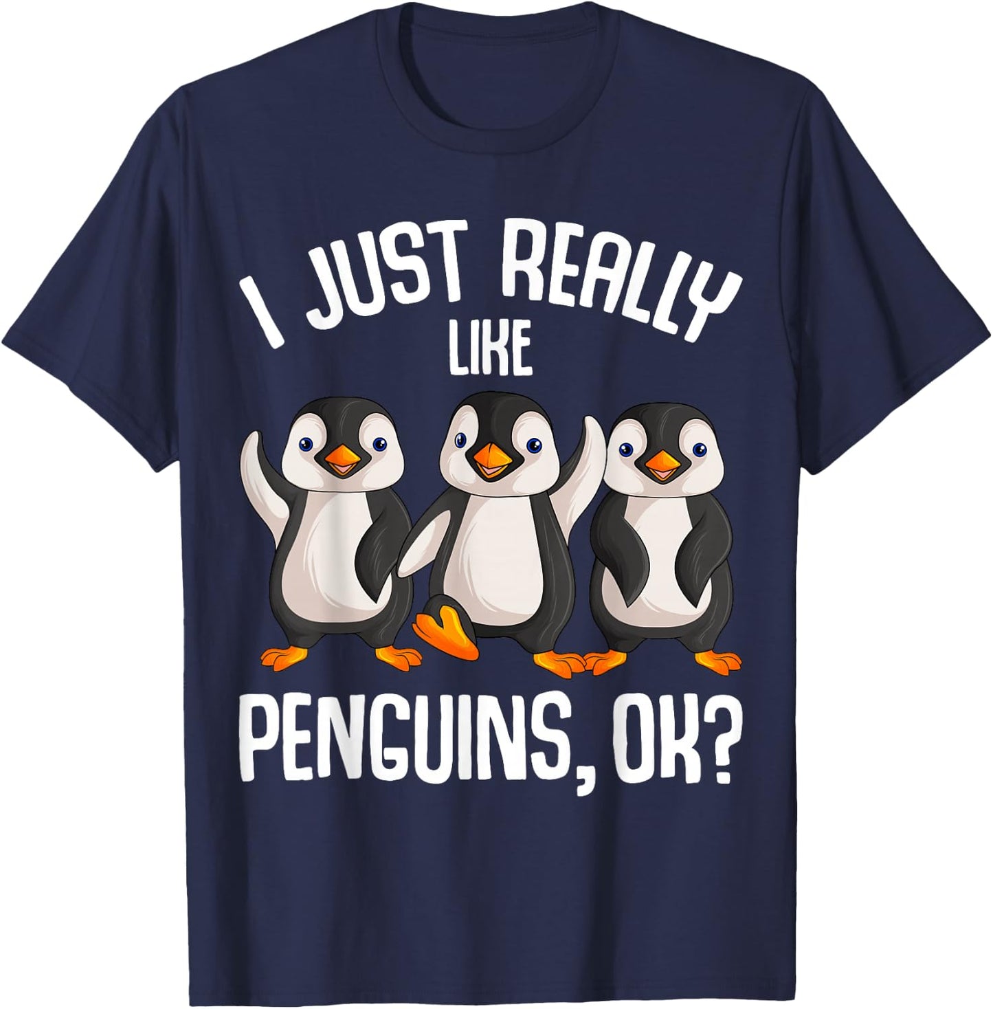 I Just Really Like Penguins Kids Girl Boys Women Penguin T-Shirt - T-Shirt | Navy