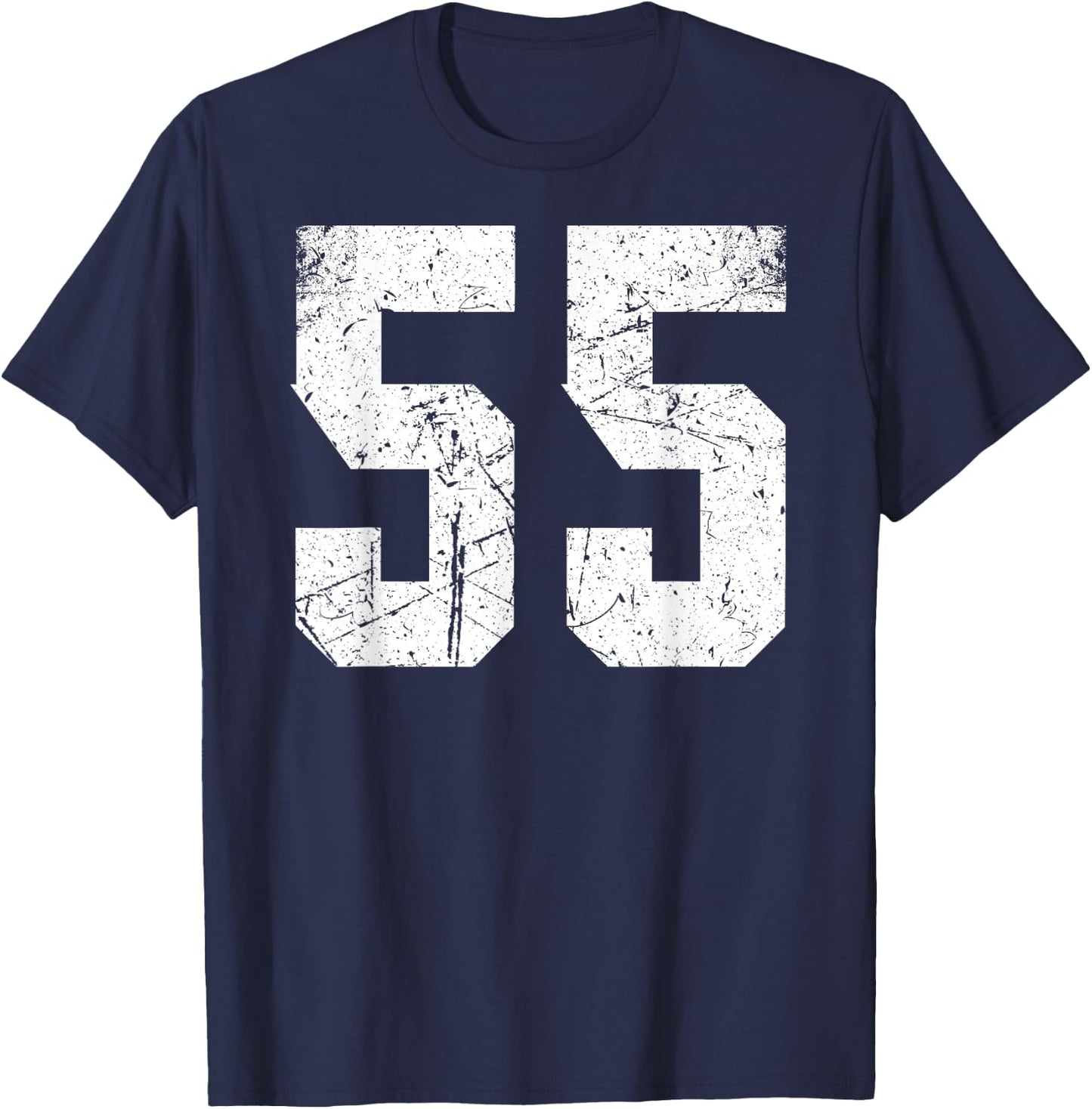 Number #55 Sport White Vintage Uni Number T-Shirt - T-Shirt | Navy