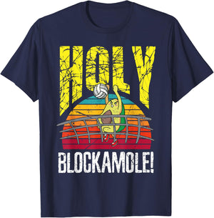 Holy Blockamole Funny Volleyball Block Avocado Design T-Shirt - T-Shirt | Navy