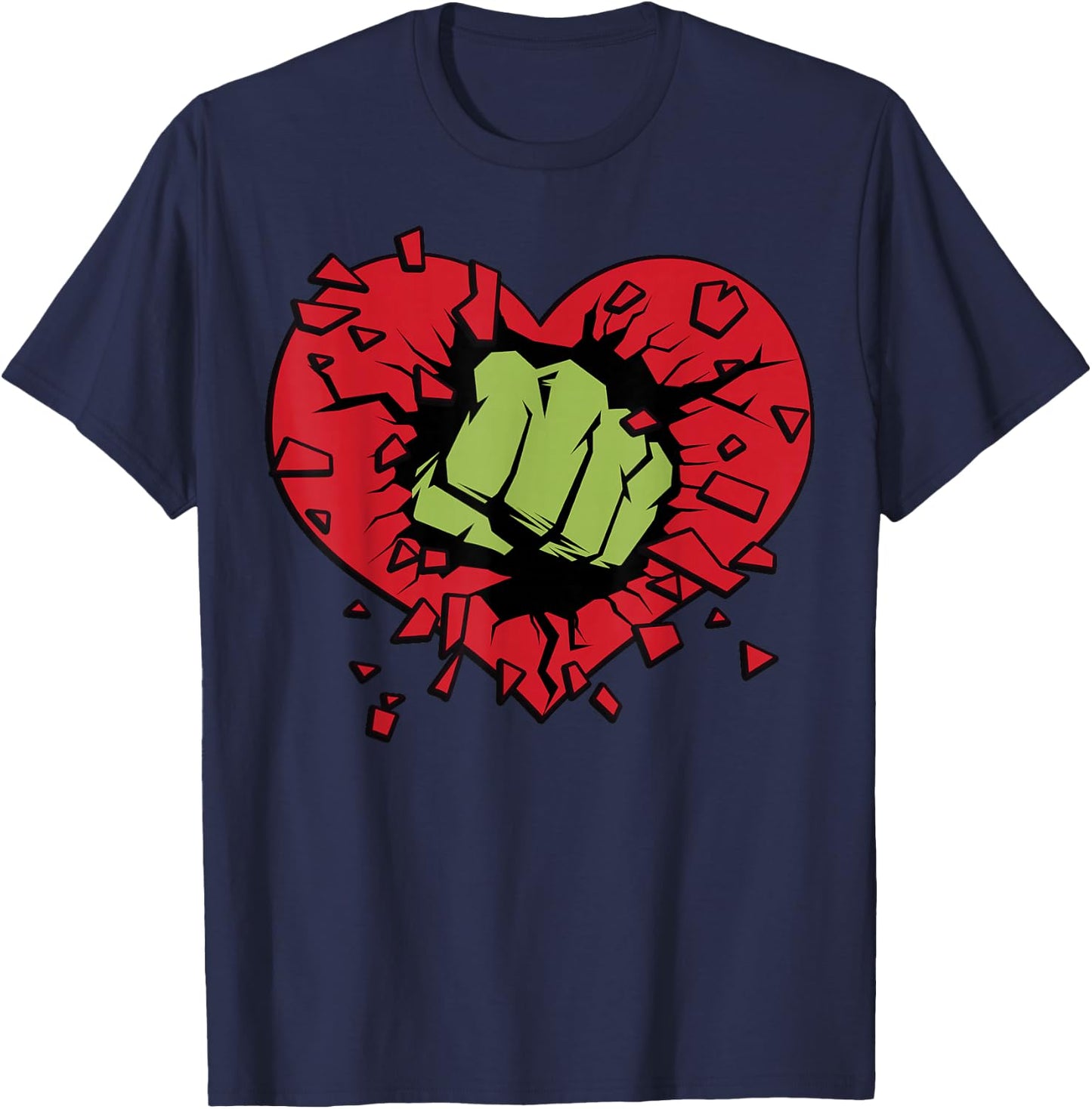 Marvel Hulk Smash Heart Valentine's Day T-Shirt - T-Shirt | Navy