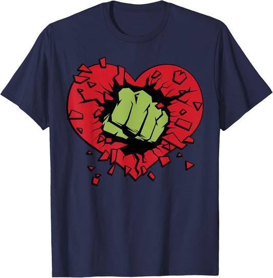 Marvel Hulk Smash Heart Valentine's Day T-Shirt - T-Shirt | Navy