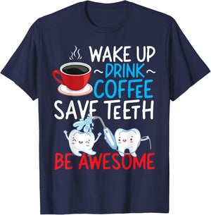 Dentist Dental Assistant Hygienist Coffee Tooth T-Shirt - T-Shirt | Navy