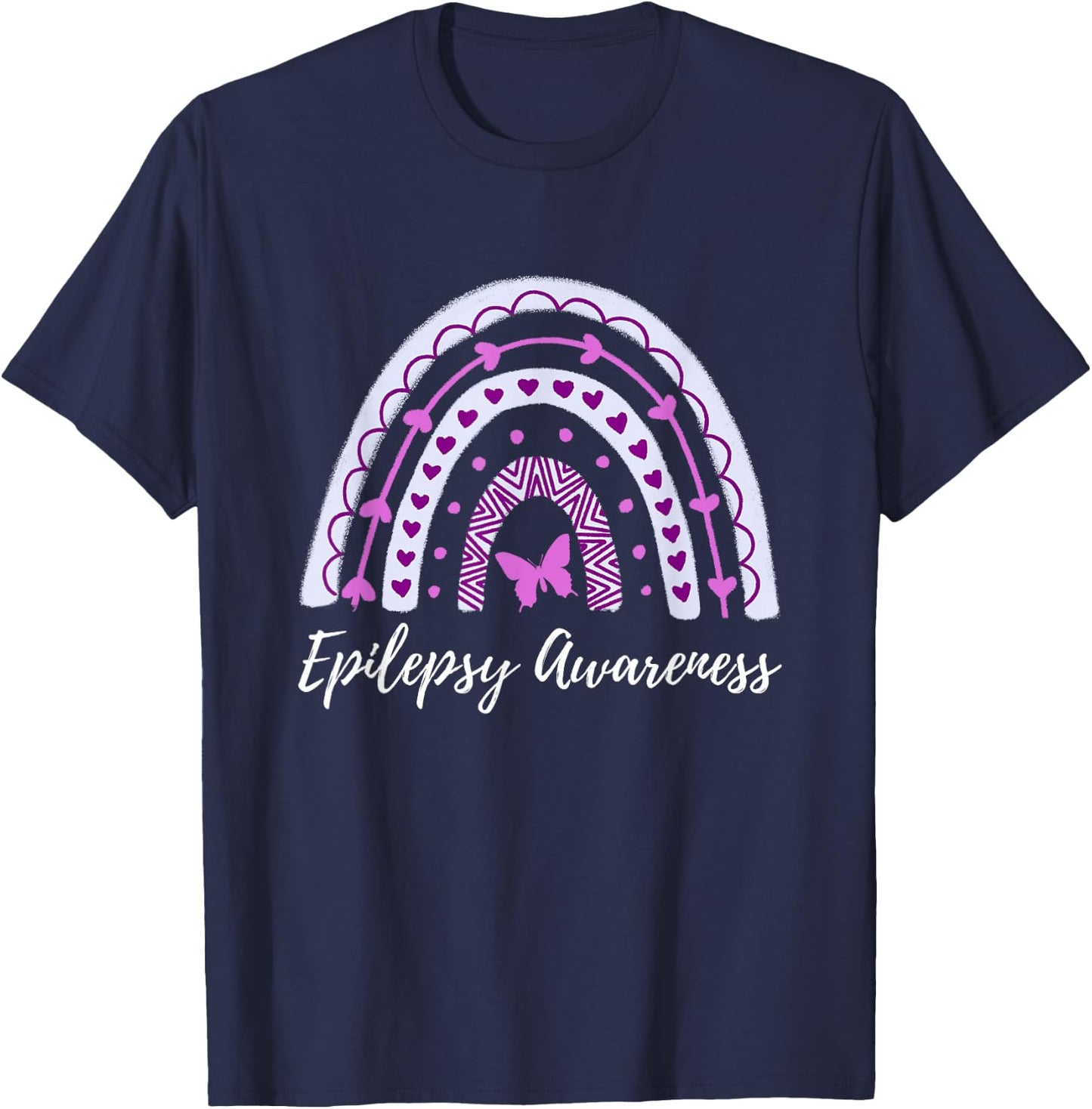 Epilepsy Awareness Boho Rainbow T-Shirt - T-Shirt | Navy