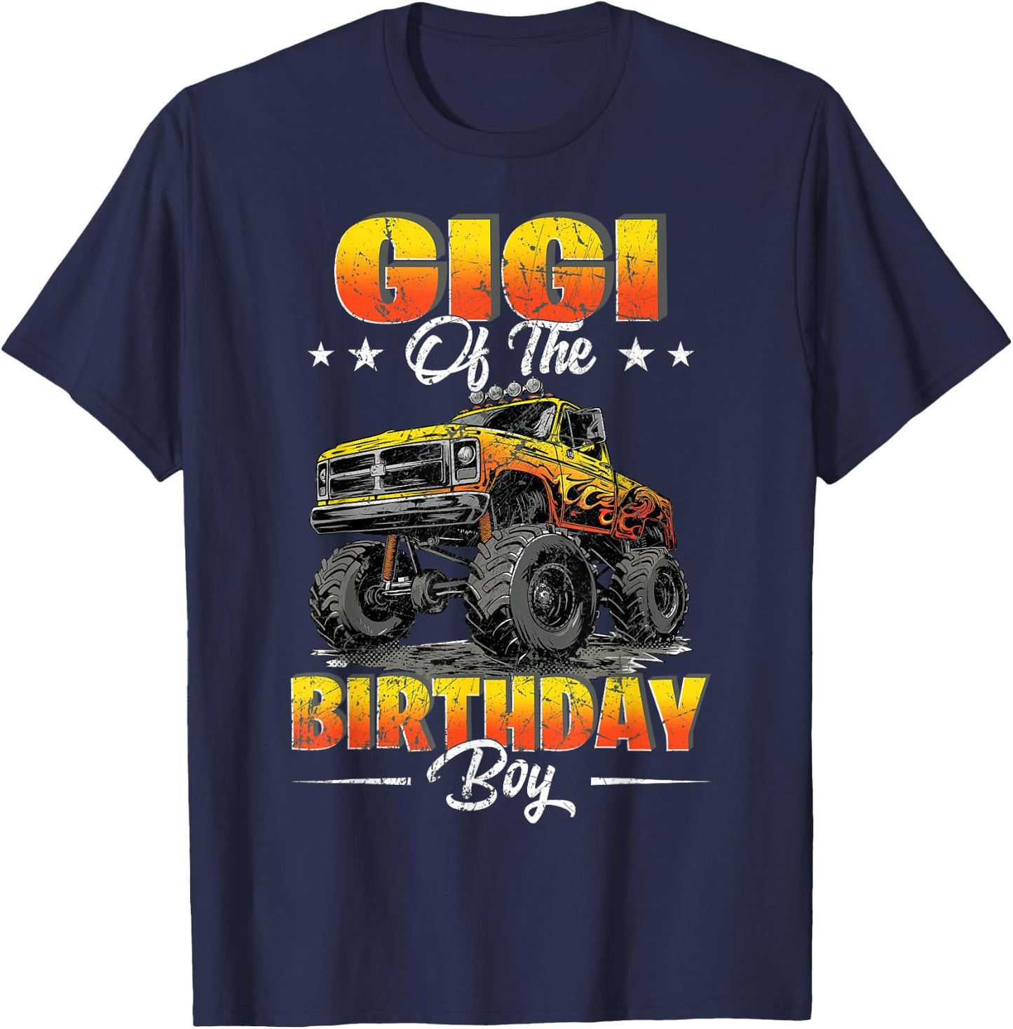 Gigi Of The Birthday Boy Monster Truck Birthday Family T-Shirt - T-Shirt | Navy
