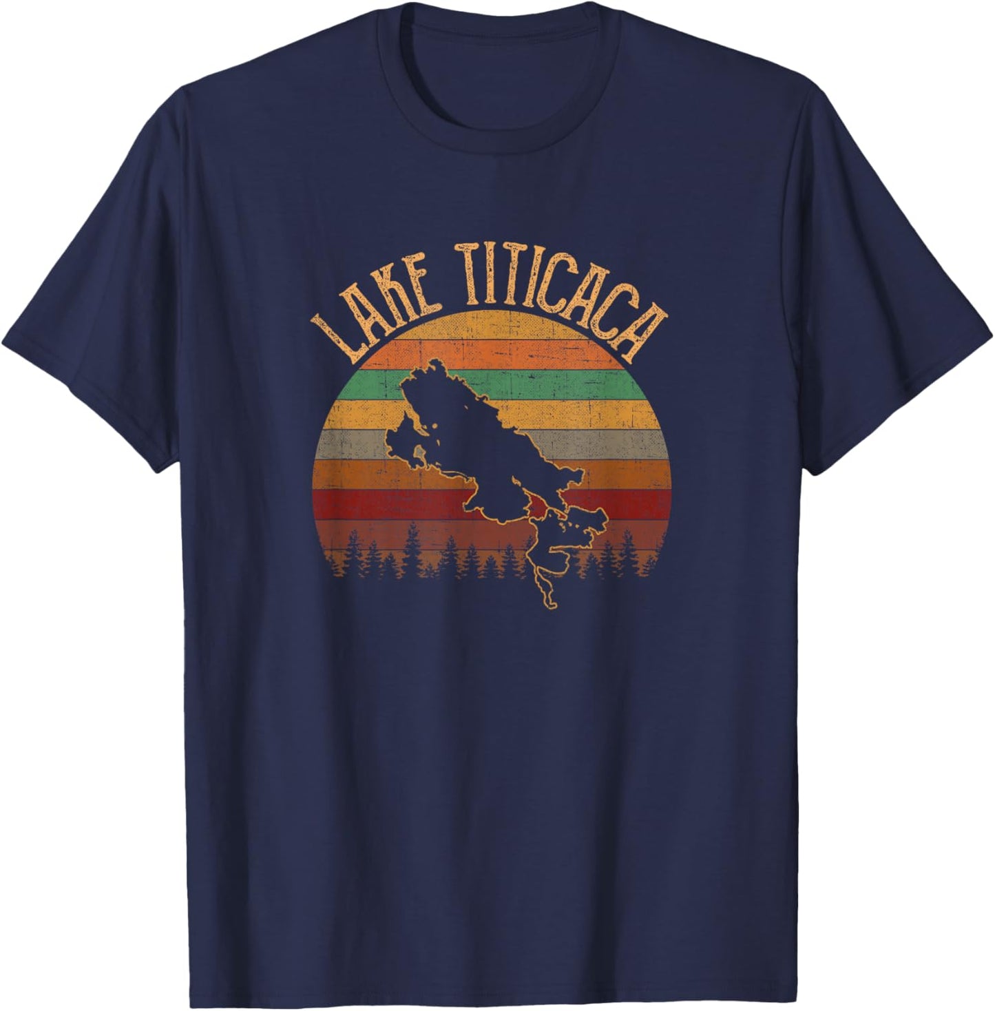 Lake titicaca, vintage lake titicaca T-Shirt - T-Shirt | Navy