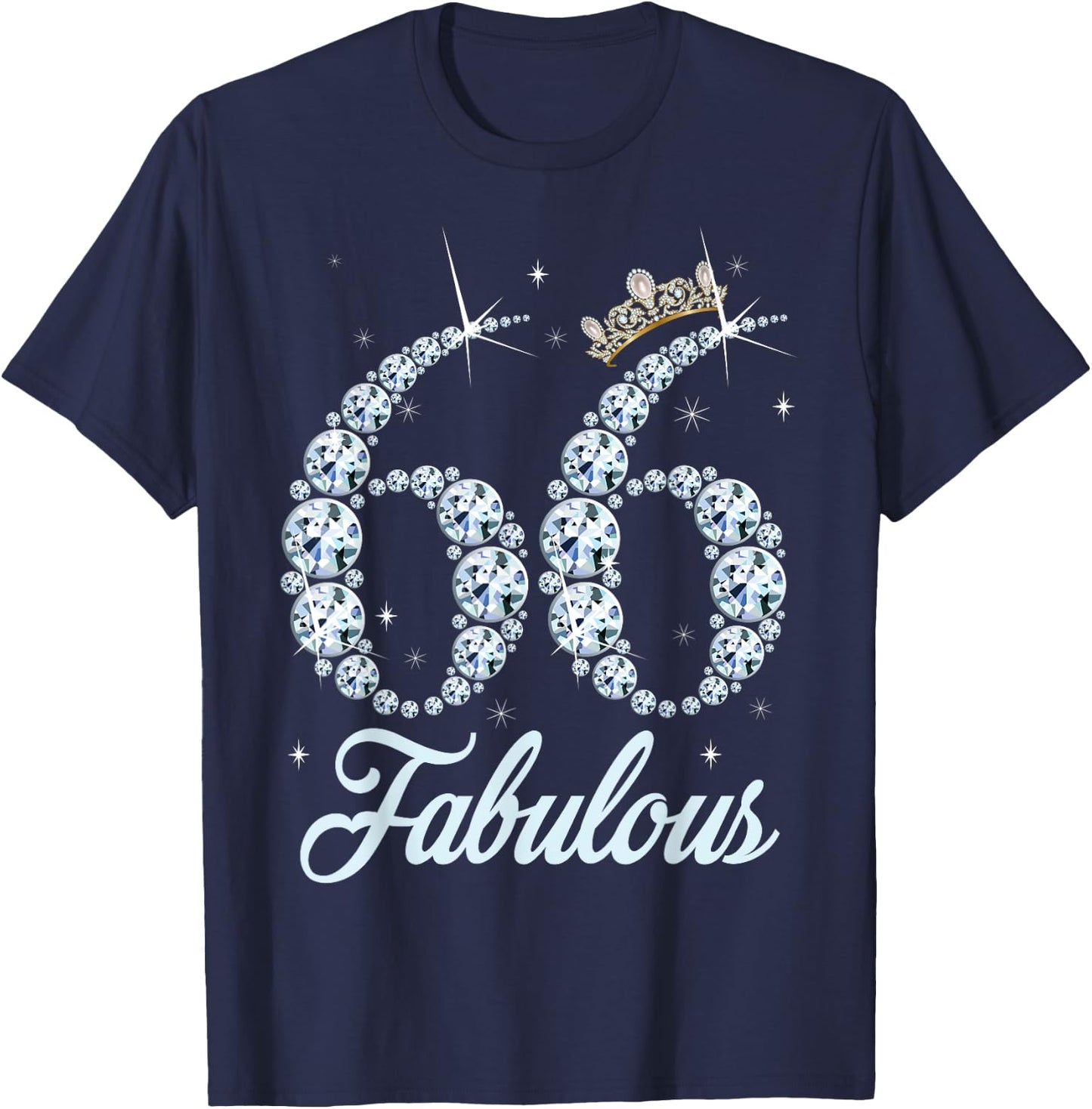 66 Year Old Its My 66th Birthday Queen Diamond Heels Crown T-Shirt - T-Shirt | Navy